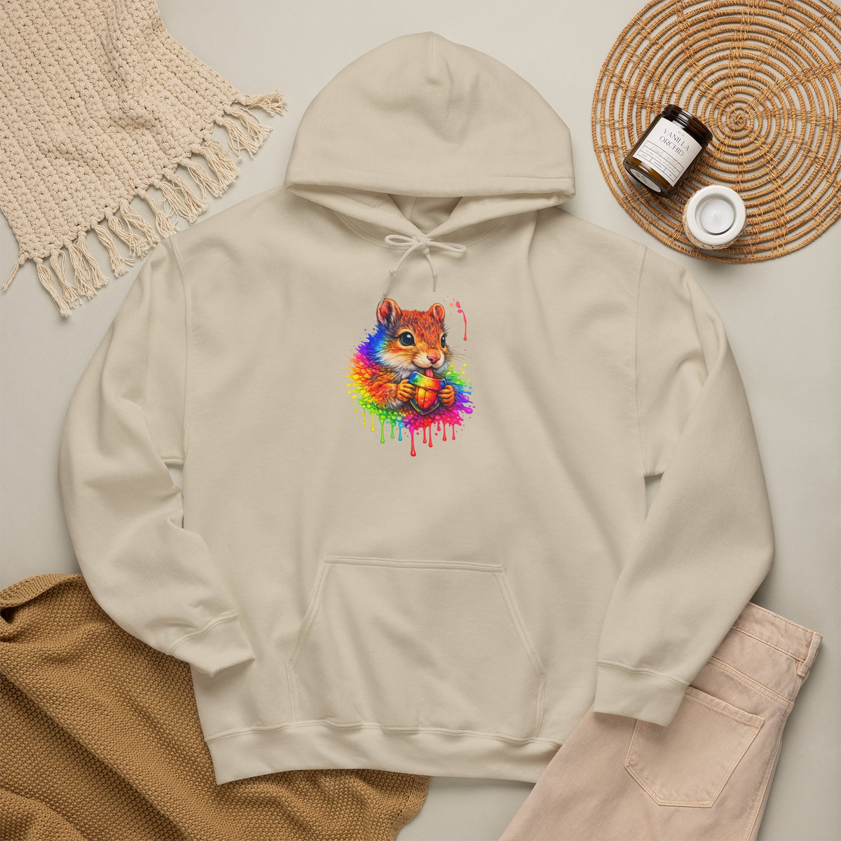 Watercolor Squirrel Hooded Sweatshirt