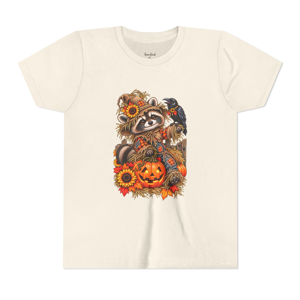 Fall Scarecrow Youth Tee — Raccoon Kids Tshirt