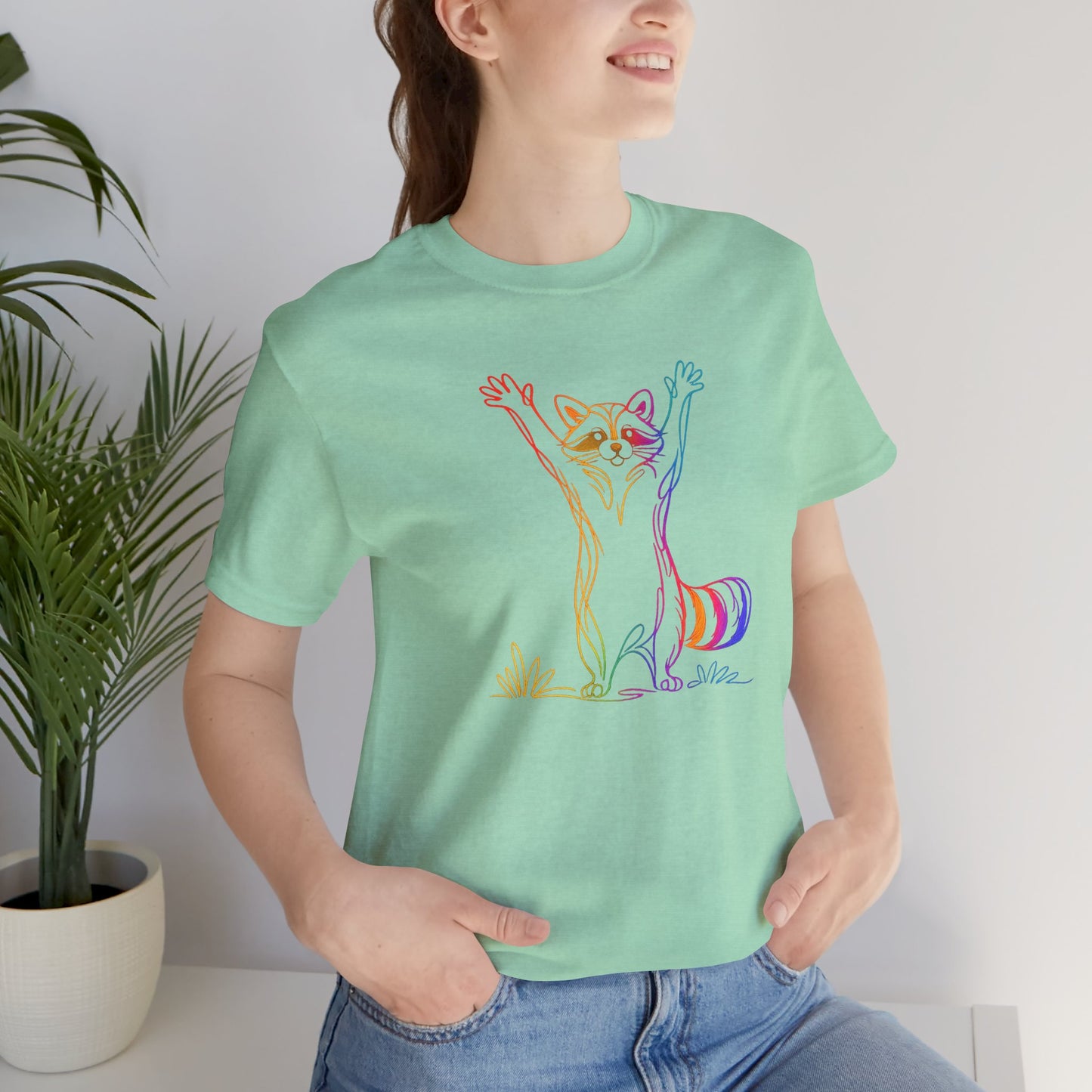 Raccoon Tee — Minimal Line Raccoon Scenic Graphic T-Shirt