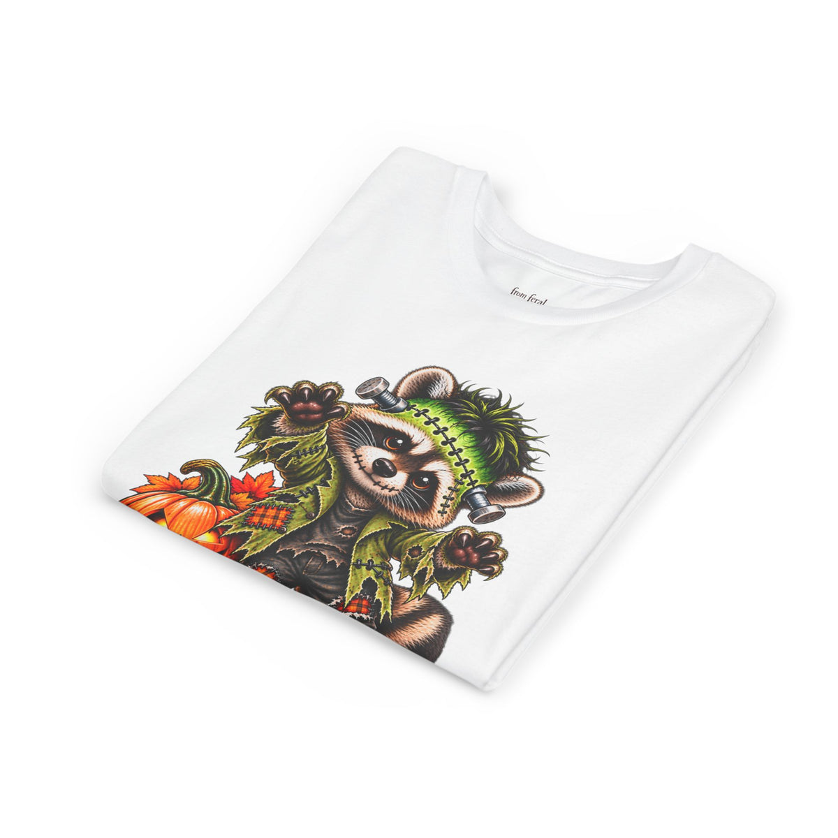 Halloween Youth Tee — Frankenstein Raccoon Kids Tshirt