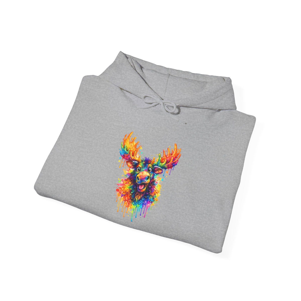 Watercolor Moose Hooded Sweatshirt