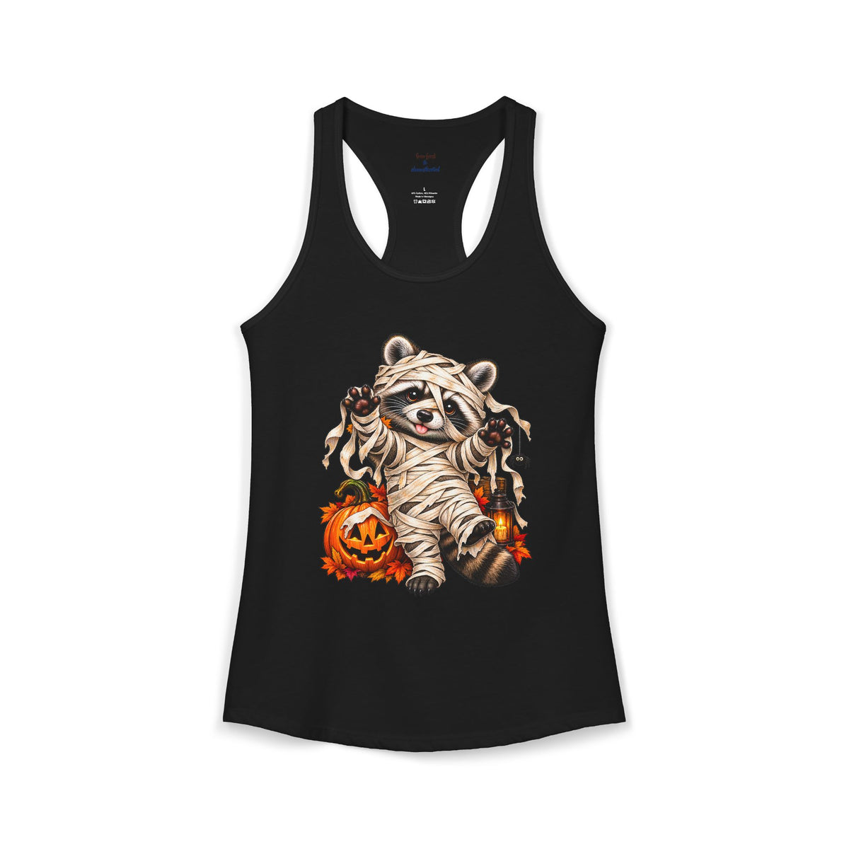 Halloween Mummy Raccoon Racerback Tank