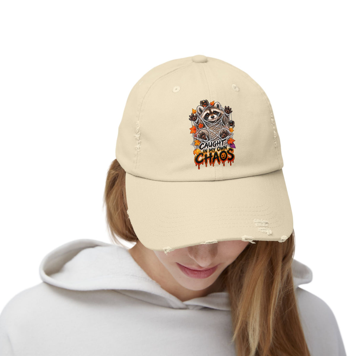 Caught Raccoon Distressed Baseball Hat