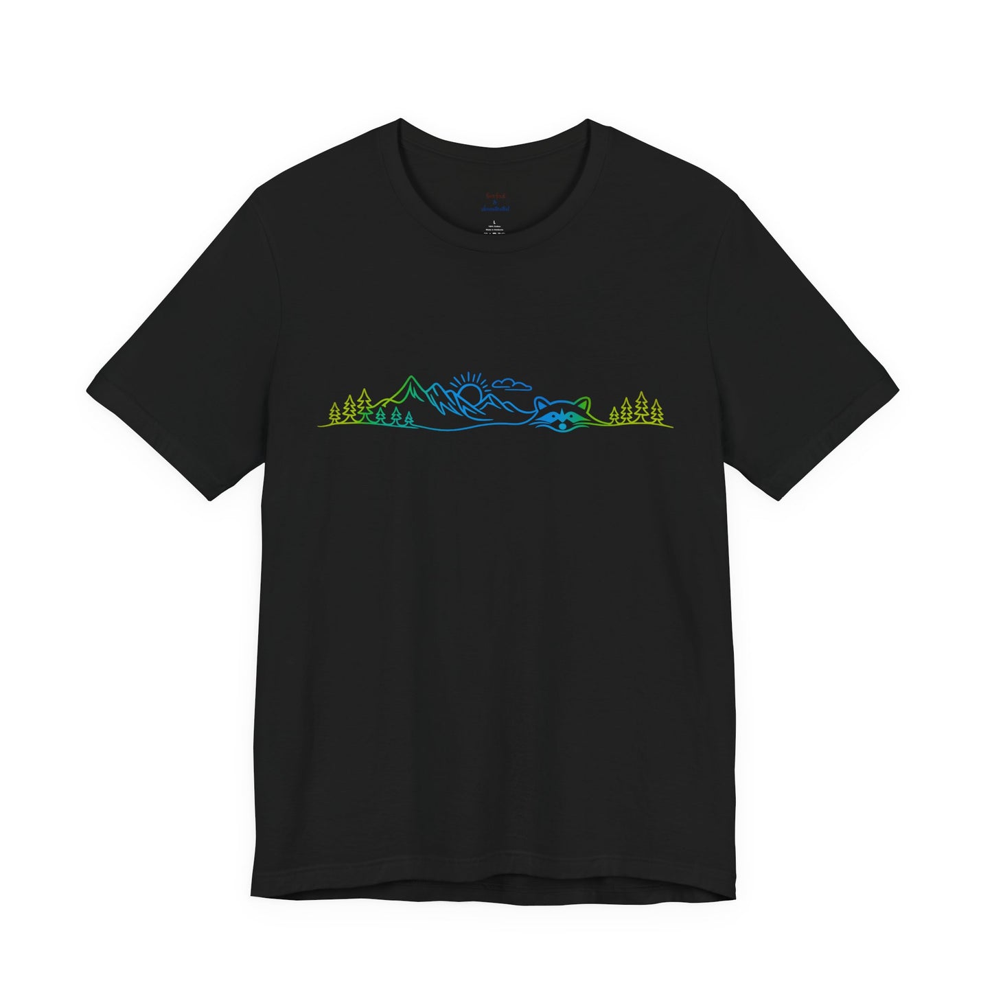 Raccoon Tee — Minimal Line Raccoon Scenic Graphic T-Shirt