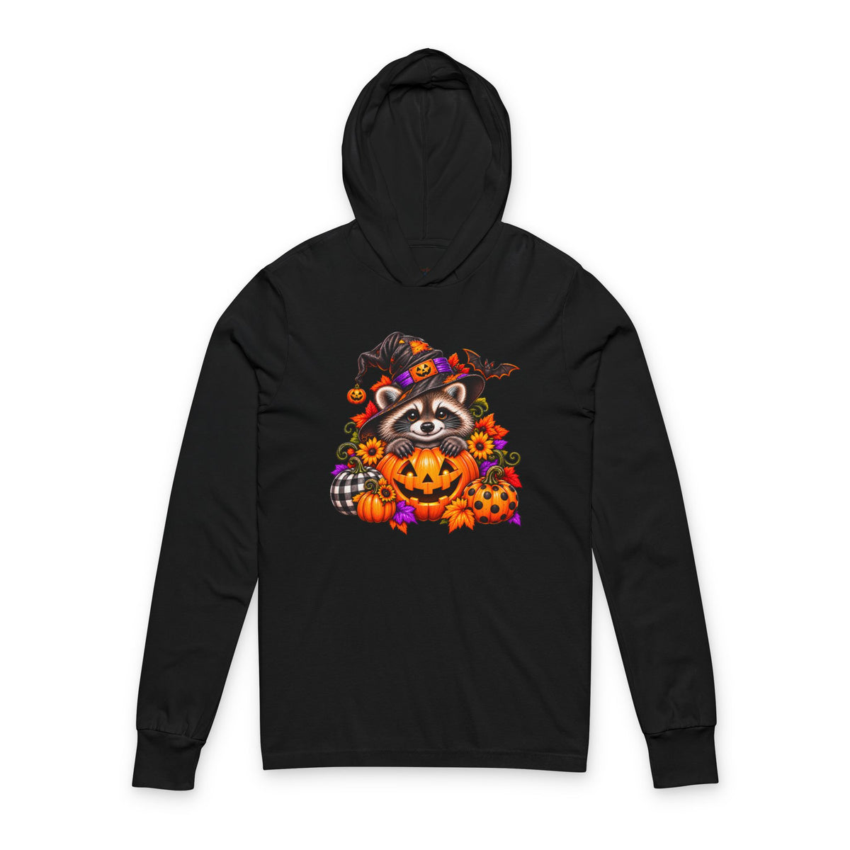 Halloween Raccoon Hooded Long Sleeve Tee