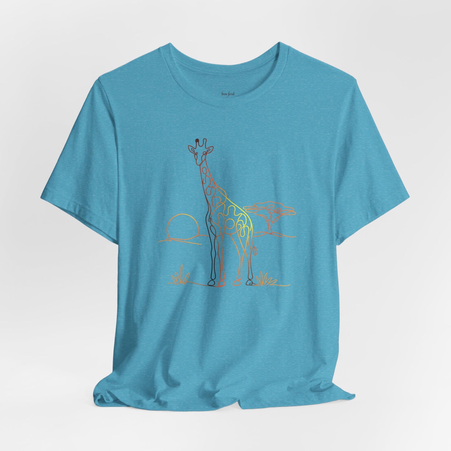 Giraffe Sunset Tee — Minimal Line Art Safari T-Shirt