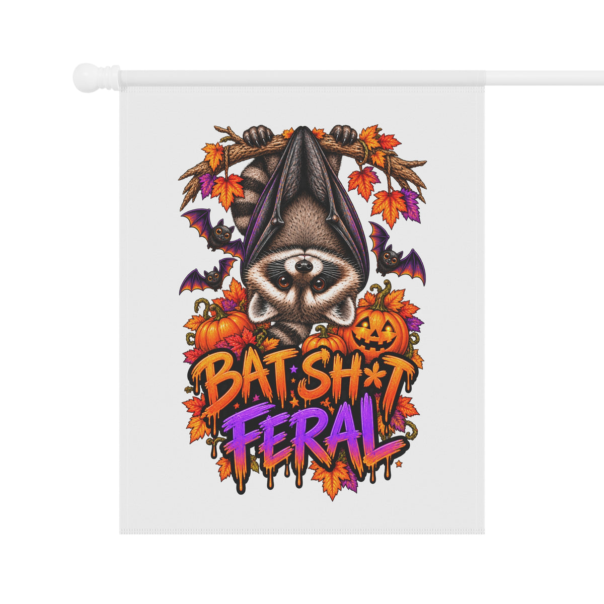 Batty Raccoon Garden Flag