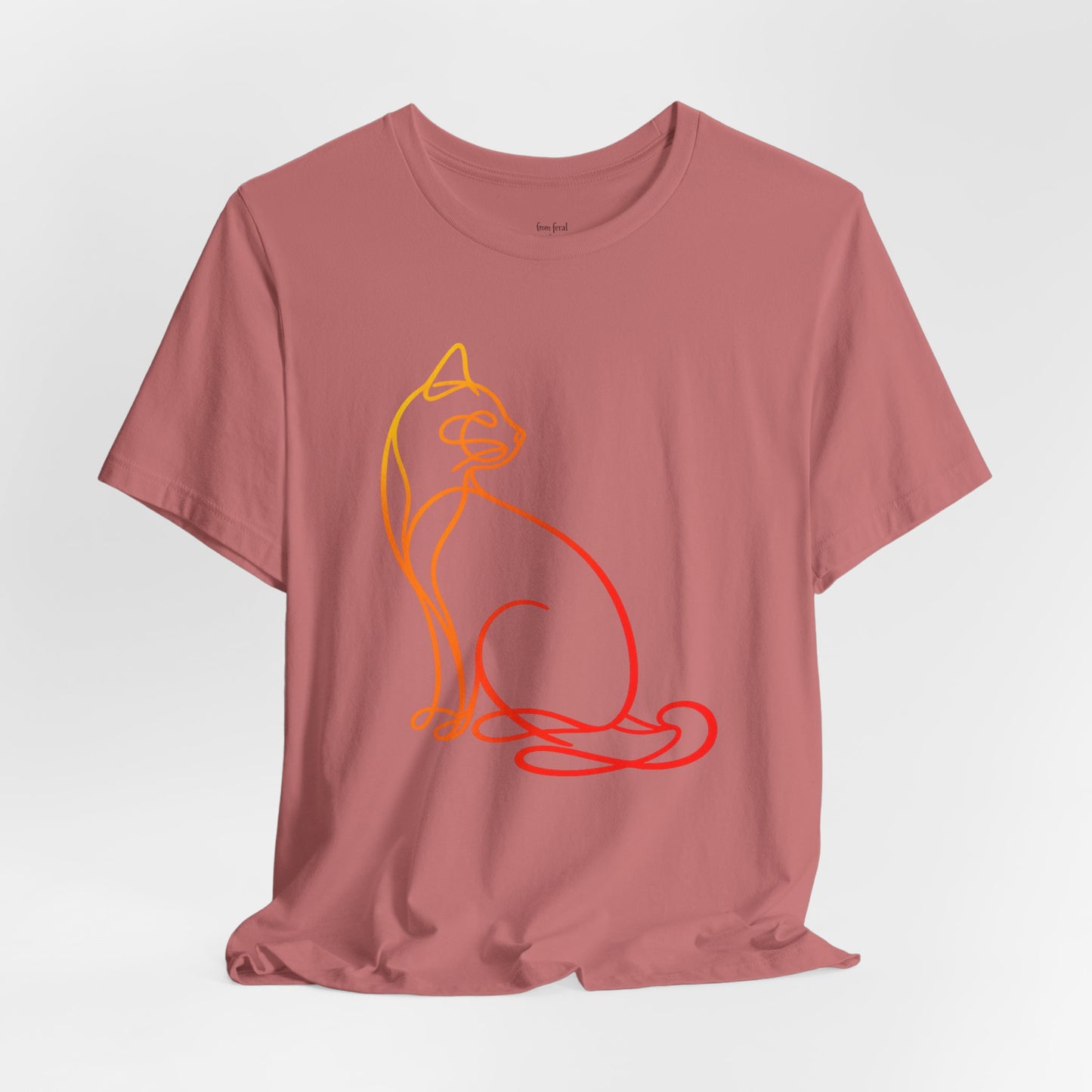 Colorful Line-Work Sitting Cat T-Shirt