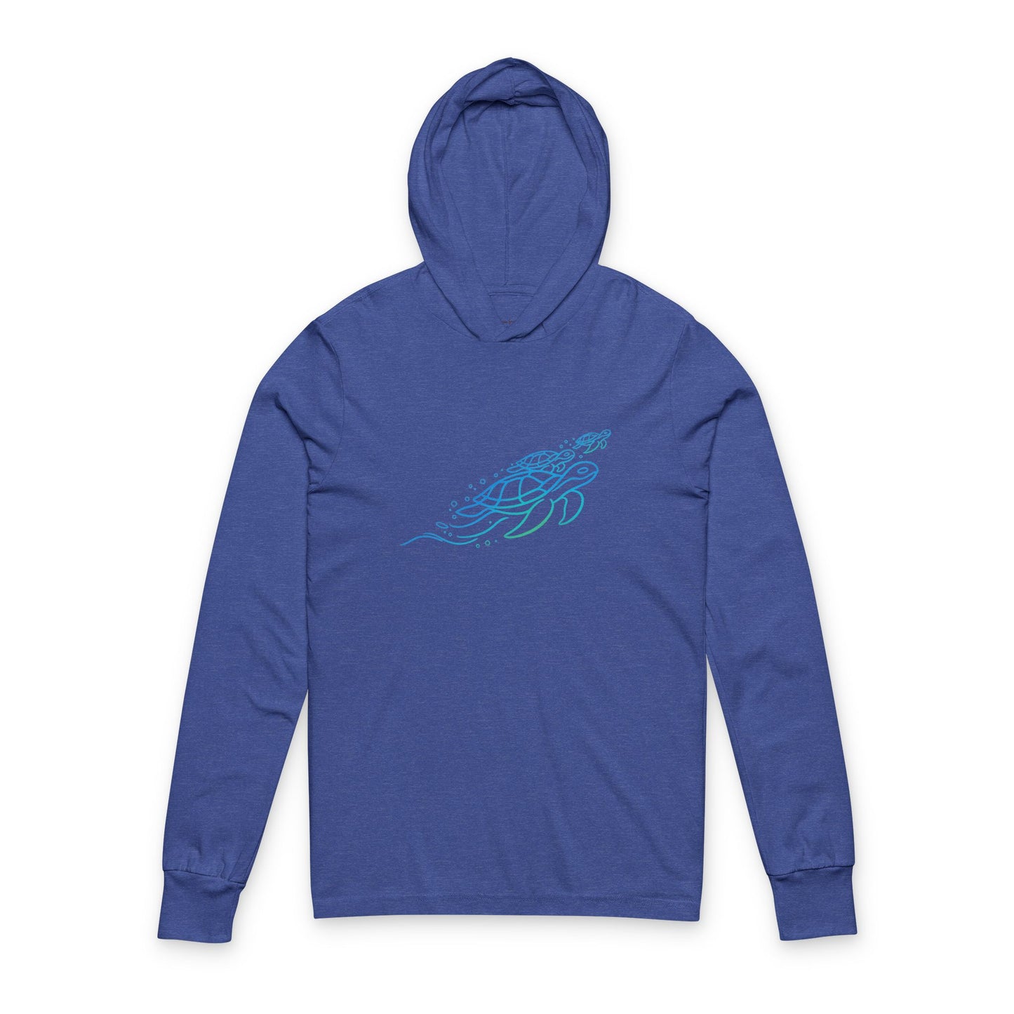 Continuous Line Art Sea Turtle Hooded Long Sleeve Tee