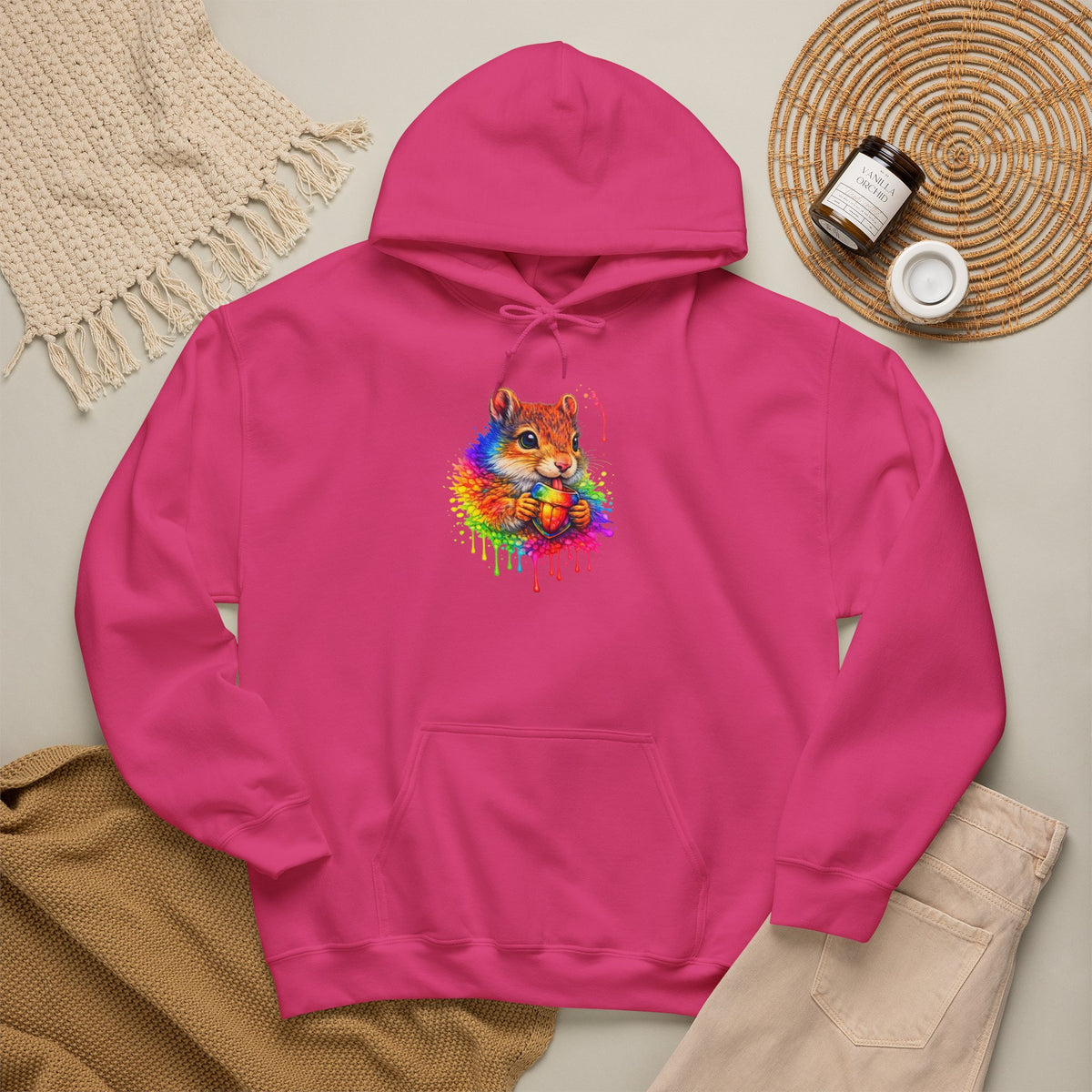 Watercolor Squirrel Hooded Sweatshirt