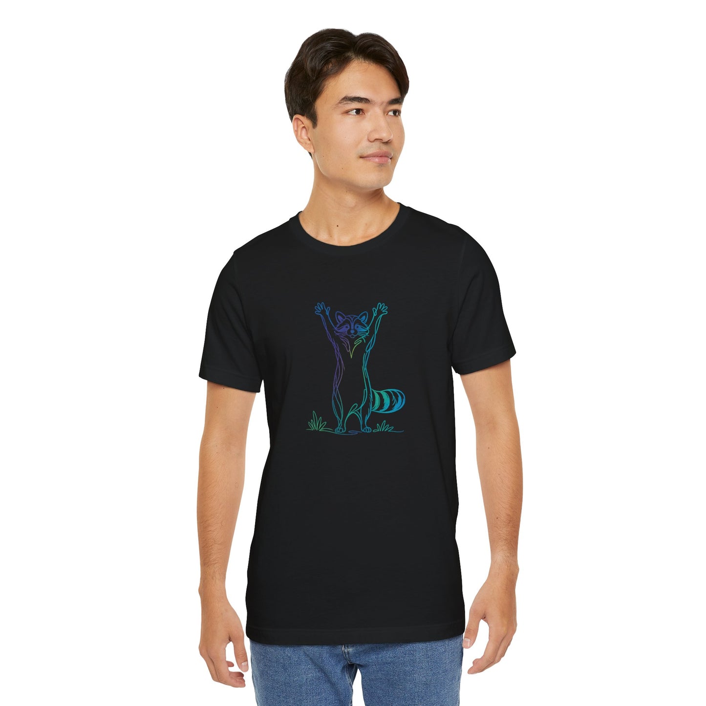 Raccoon Tee — Minimal Line Raccoon Scenic Graphic T-Shirt