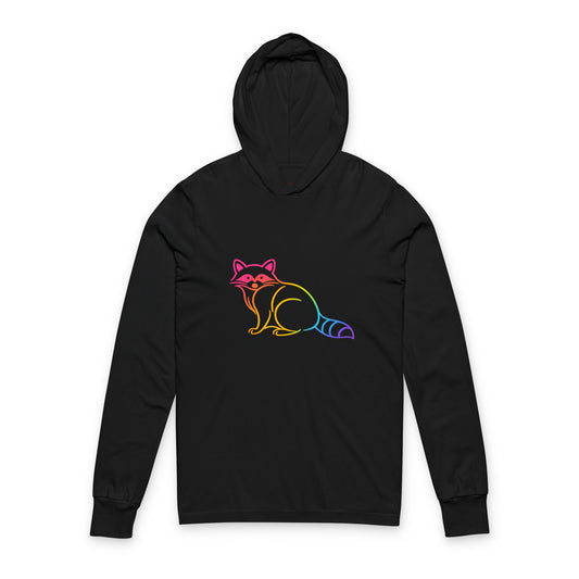 Continuous Line Art | Raccoon Hooded Long Sleeve Tee