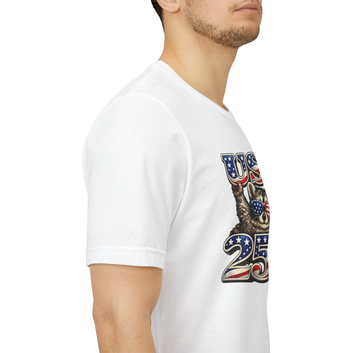 Patriot Raccoon 250th Anniversary T-Shirt — 4th of July Fireworks Flag Tee