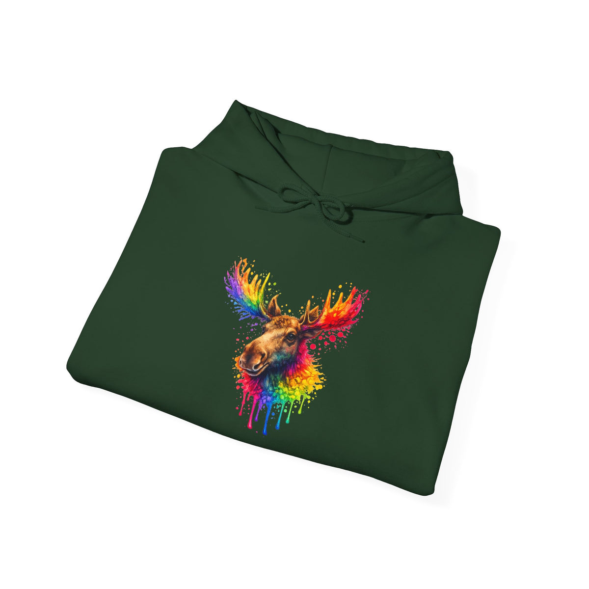 Watercolor Moose Hooded Sweatshirt