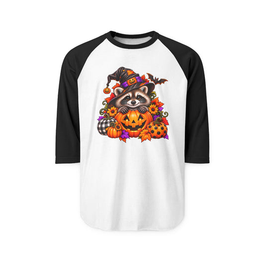 Halloween Raccoon Raglan Baseball Shirt