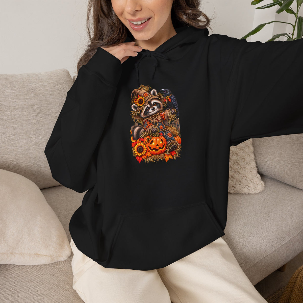 Scarecrow Raccoon Hooded Sweatshirt