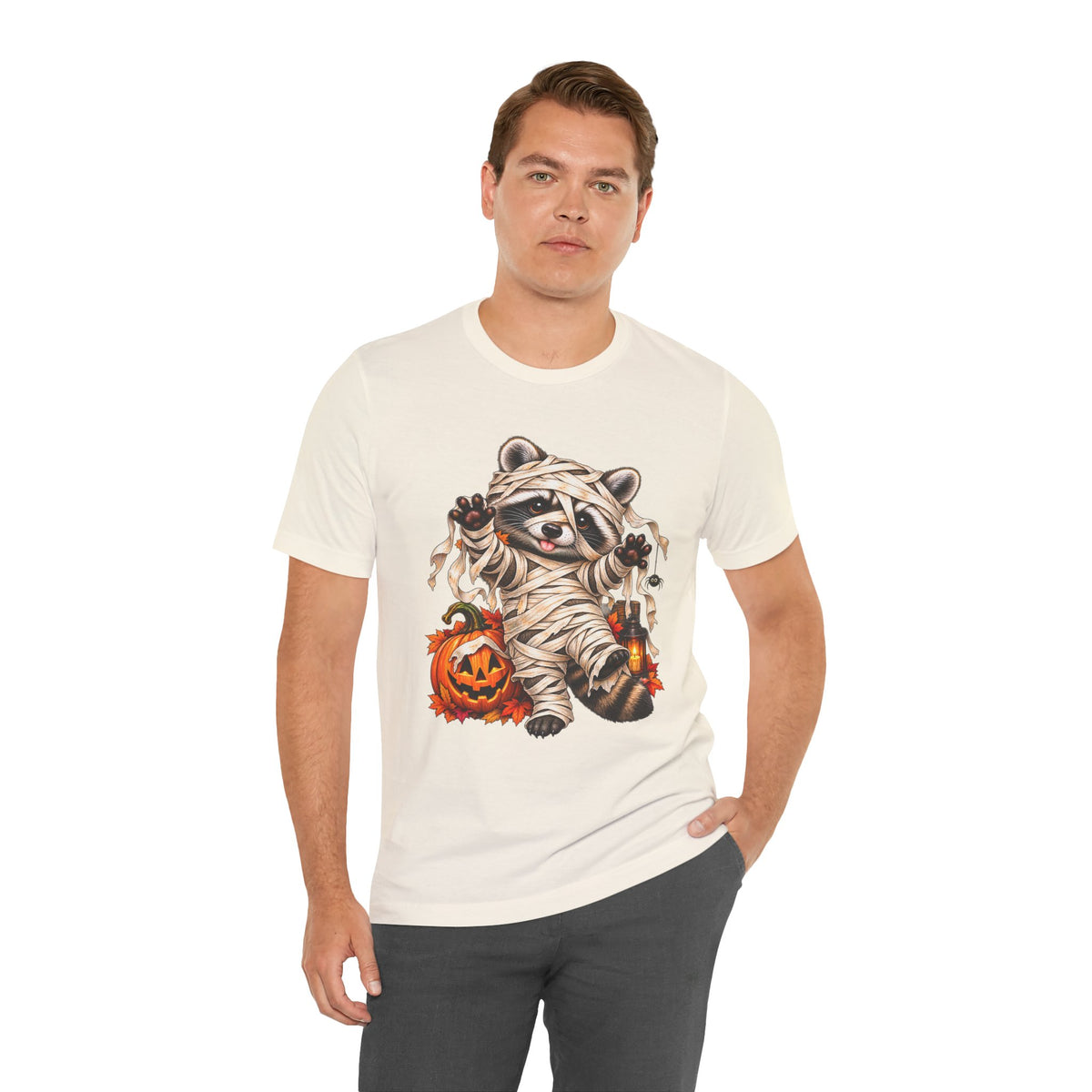 Halloween Mummy Raccoon and Black Cat T-Shirt